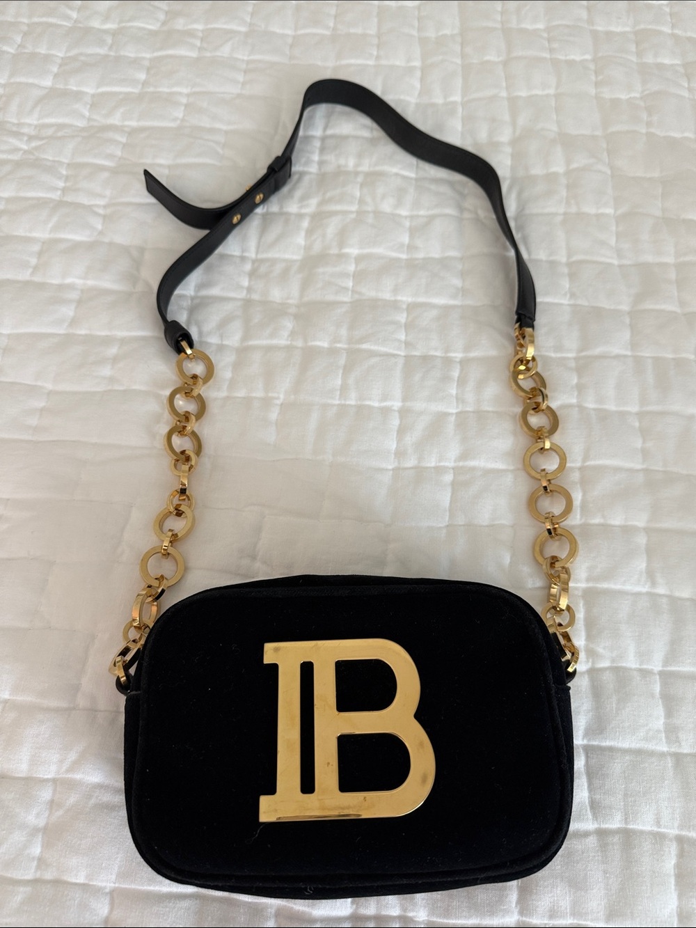 Balmain B Camera Velvet Crossbody Bag